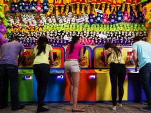 Customers playing Whac-A-Mole